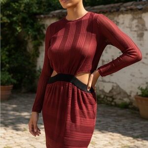 Endless Rose Burgundy Long Sleeve Dress